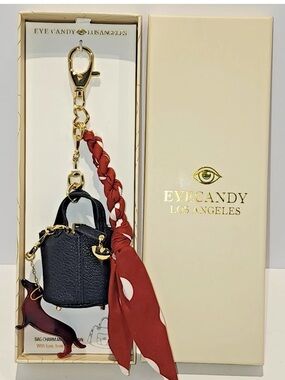 NIB Eye Candy LA Bag Charm Trio Dachshund Dog Mini Purse Scarf
